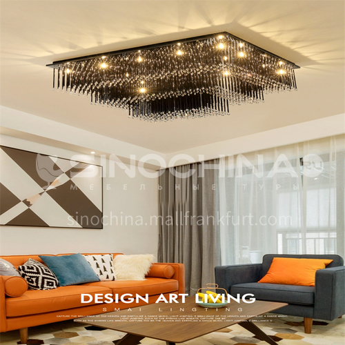 Crystal lamp living room modern led ceiling lamp bedroom living room crystal lamp rectangular lamp GD-1226